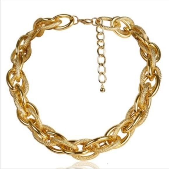 NEW 18K CHUNKY CHOKER CHAIN NECKLACE - Picture 4 of 6